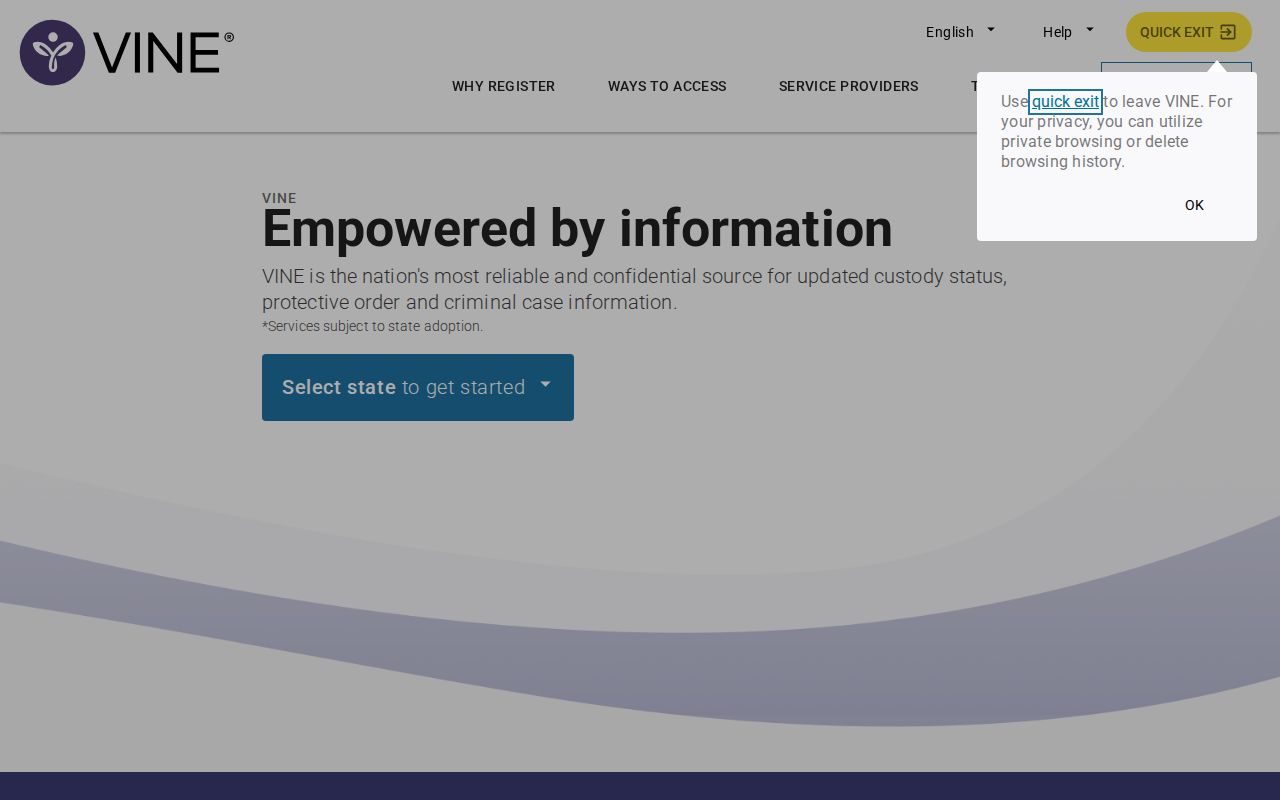 Wallace County VINELink release search state-selection entry